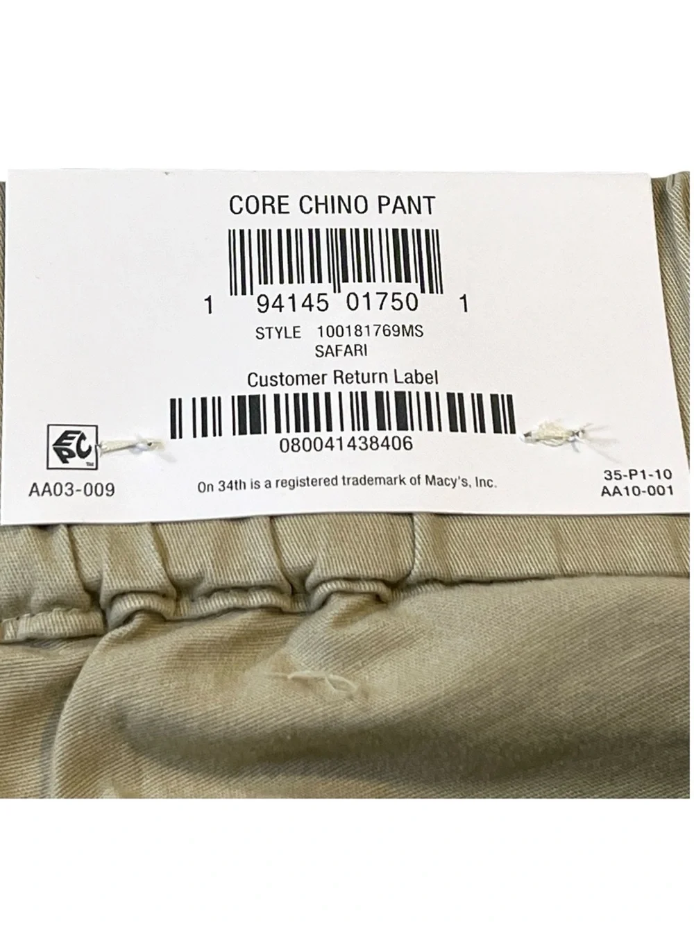 On 34th Core Chino Pant, Straight Leg with Pockets, Color Tan , Size XL - Picture 5 of 13